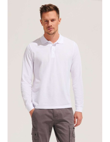 SOL-03983-Unisex Long Sleeve Polycotton Polo Shirt 2